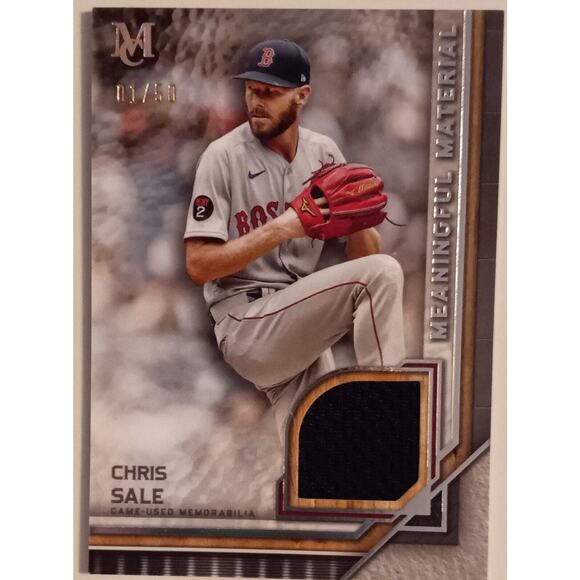 2023 Topps Museum Collection Meaningful Material Bookend Chris Sale 1/50 - Picture 3 of 4